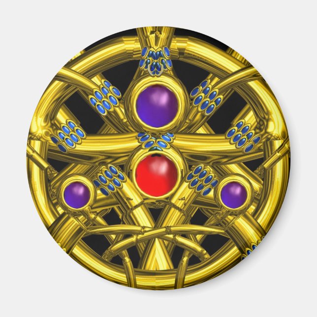 IMÁN CONOCIMIENTOS CELÁTICOS DE ORO ABSTRACTO CON GEMST (Frente)