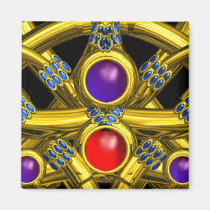 IMÁN CONOCIMIENTOS CELÁTICOS DE ORO ABSTRACTO CON GEMST