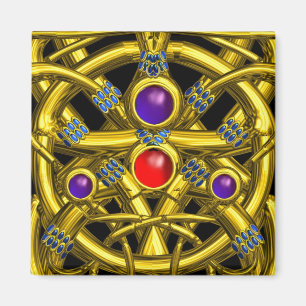 IMÁN CONOCIMIENTOS CELÁTICOS DE ORO ABSTRACTO CON GEMST