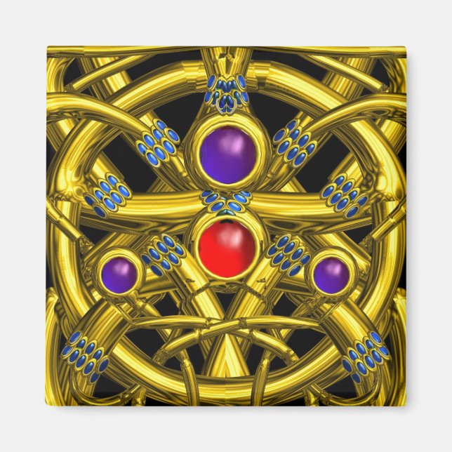 IMÁN CONOCIMIENTOS CELÁTICOS DE ORO ABSTRACTO CON GEMST (Frente)