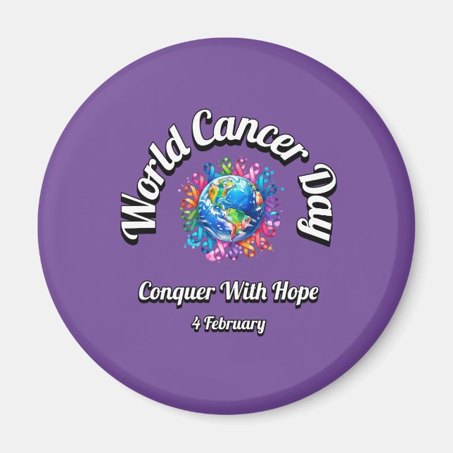 Imán Conquistar Con Esperanza. Día Mundial del Cáncer. (Frente)