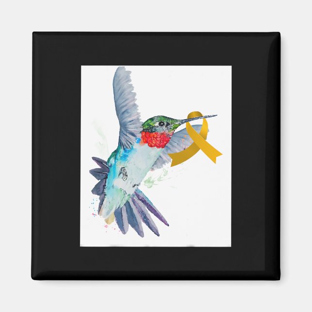 Imán Consciente del cáncer infantil Hummingbird y Gold  (Frente)