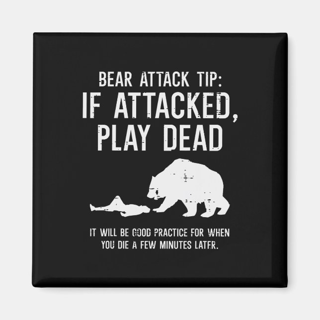 Imán Consejo de ataque de oso de camping divertido para (Frente)