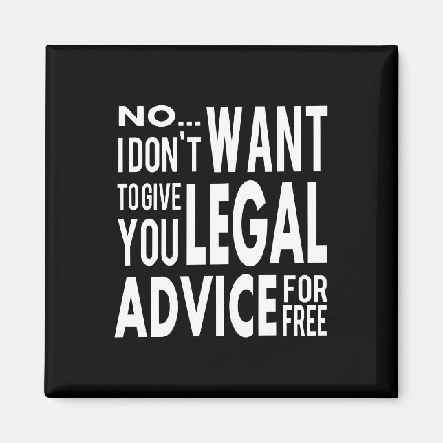 Imán Consejo Legal Gratuito - Cita Graciosa De Abogado (Frente)