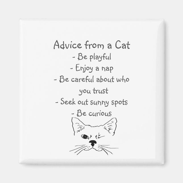 Imán Consejos de humor animal divertido para gatos de W (Frente)