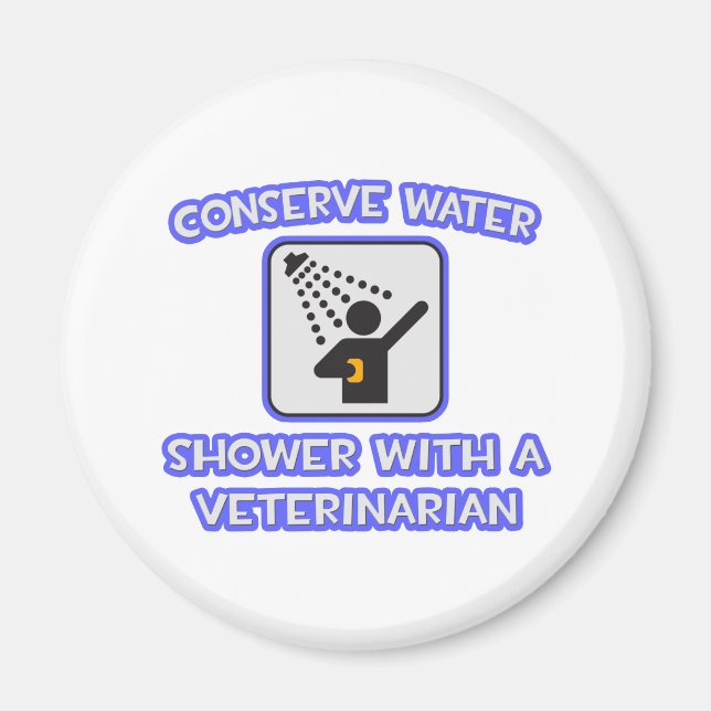 Imán Conservar el agua.. Ducha con veterinario (Frente)