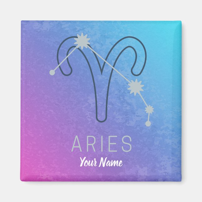 Imán Constelación de Aries Zodiac Star Sign Horoscope (Frente)
