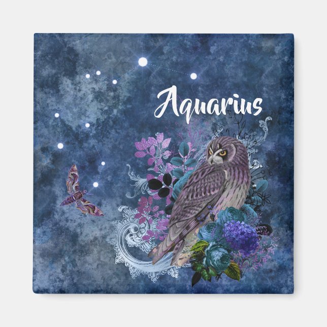 Imán Constelación de Boho Blue Zodiac Aquarius (Frente)