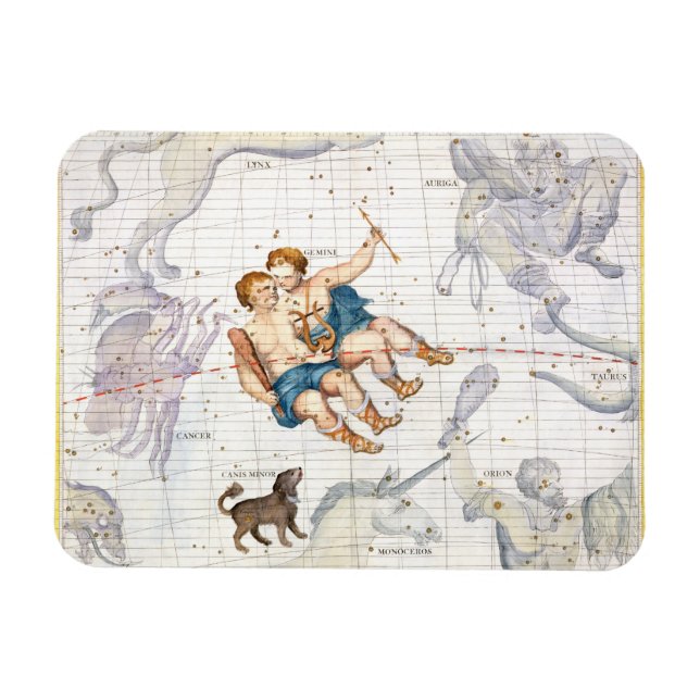Imán Constelación de Gemini con Canis Menor, plato 13 (Horizontal)