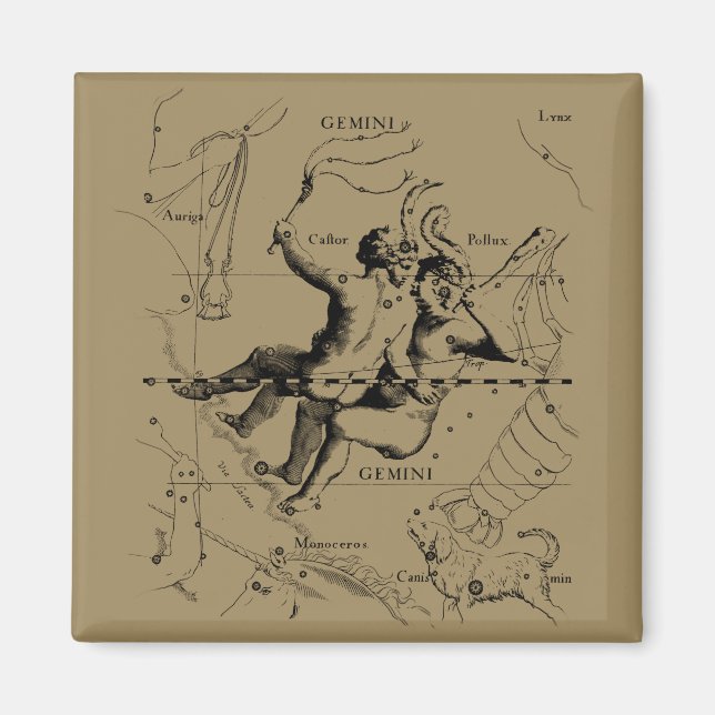 Imán Constelación de Gemini Zodiac Hevelius 1690 (Frente)