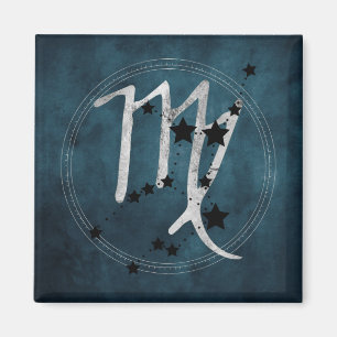 Imán Constelación de zodiaco negro y plata de Virgo ver