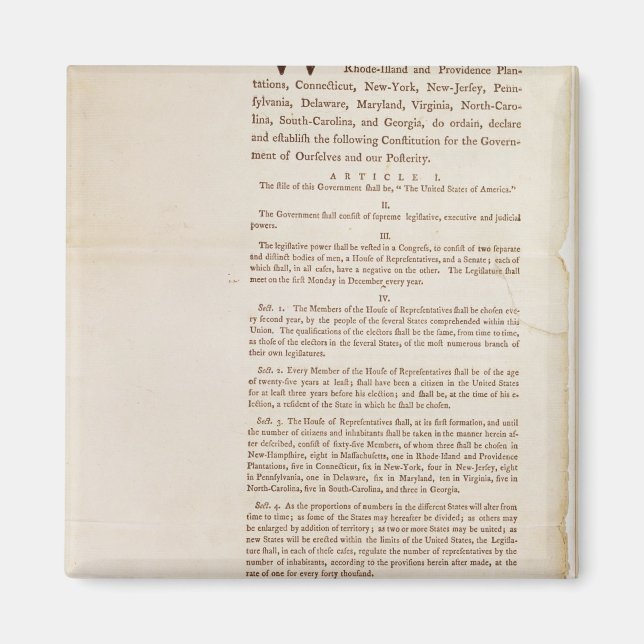 Imán Constitución de los Estados Unidos, 1787 (Frente)