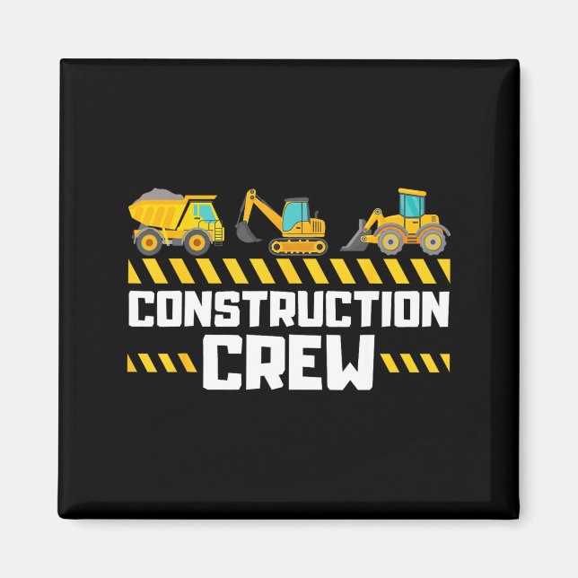 Imán Construction Crew Worker Excavator Boys Girls Kids (Frente)