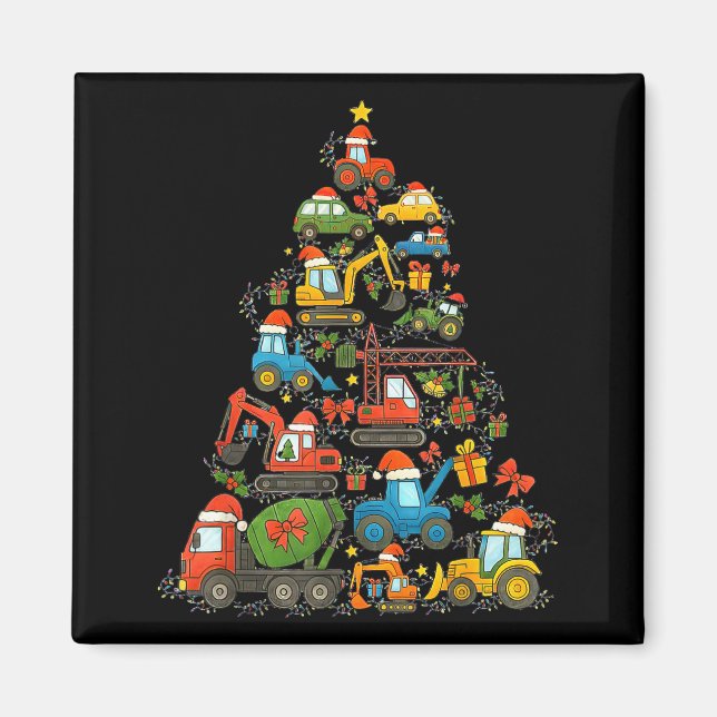 Imán Construction Truck Christmas Tree Christmas Kids B (Frente)