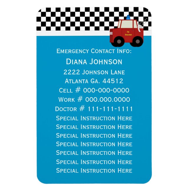 Imán Contacto de emergencia: camión de bomberos (Vertical)