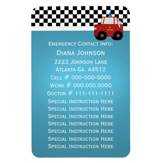 Imán Contacto de emergencia del camión de bomberos (Vertical)