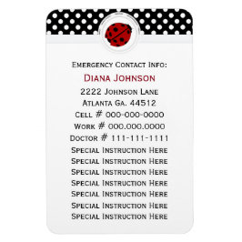 Imán Contacto De Emergencia: Ladybug Y Polka Dot Magnet