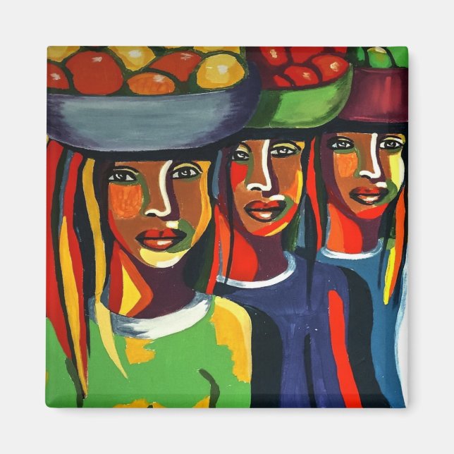 Imán Continente colorido de arte africano se levanta (Frente)