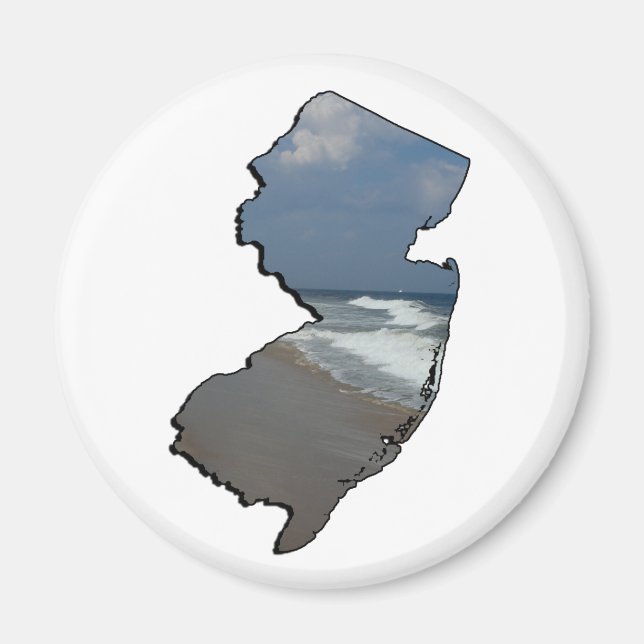 Imán Contorno de estado de la costa de Nueva Jersey (Frente)