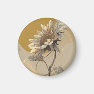 Imán Contorno de girasol minimalista neutro