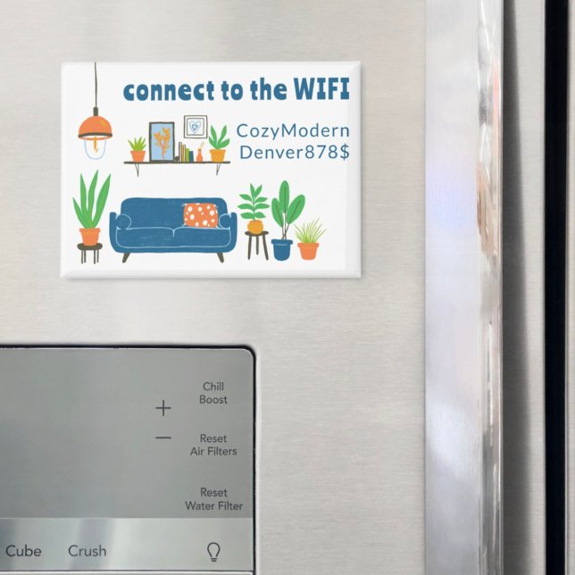 Imán Contraseña de inicio de sesión WIFI Sofá de sala d (WIFI Login Password Cute Living Room Sofa CUSTOM Magnet Vacation Rental
)