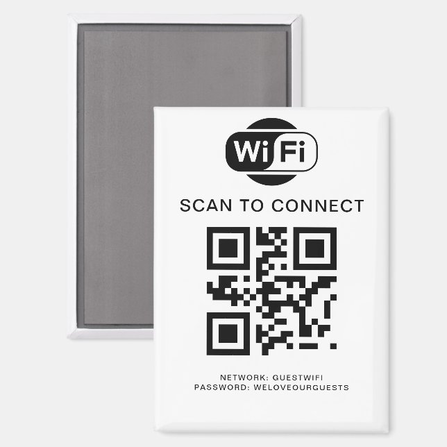 Imán Contraseña de Wifi | Análisis de código QR para co (Anverso/Reverso)