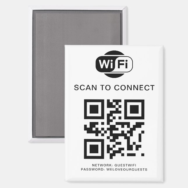 Imán Contraseña de Wifi | Análisis de código QR para co (Anverso/Reverso)