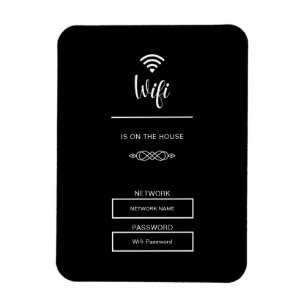 Imán Contraseña Wifi en blanco y negro para el hogar