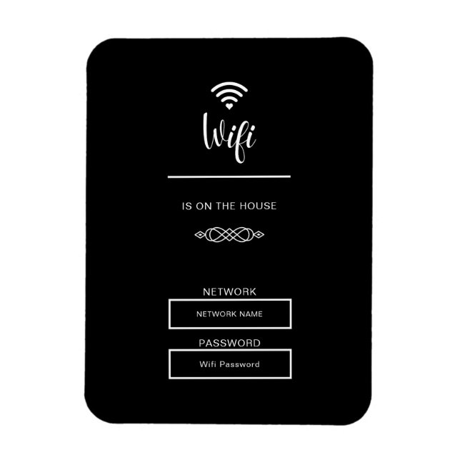 Imán Contraseña Wifi en blanco y negro para el hogar (Vertical)