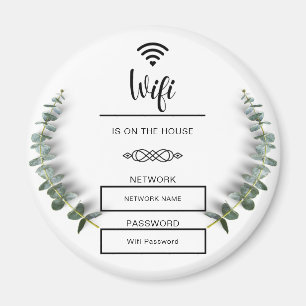 Imán Contraseña Wifi en blanco y negro para el hogar
