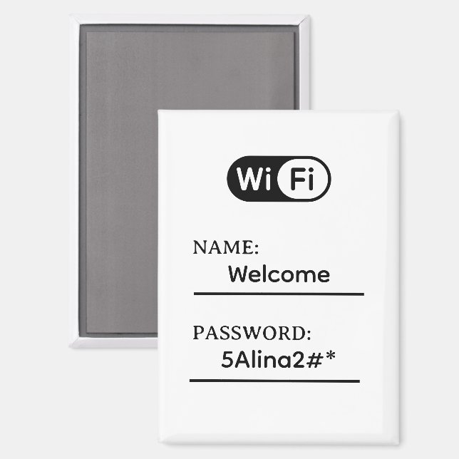 Imán Contraseña y red Wifi empresarial simple (Anverso/Reverso)