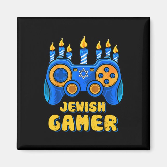 Imán Controlador de videojuegos judío Gamer Chanukah Bo (Frente)