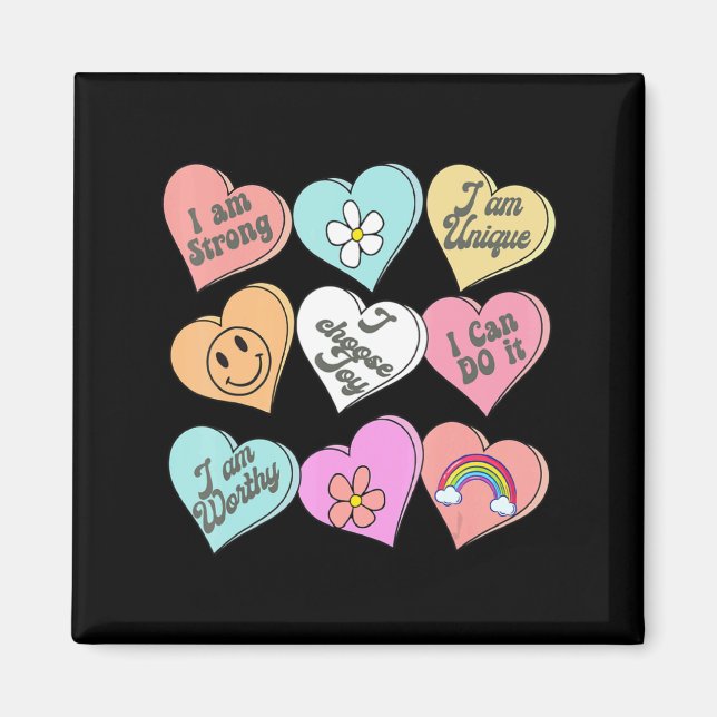 Imán Conversation Hearts Groovy Valentines Day Cute Tea (Frente)