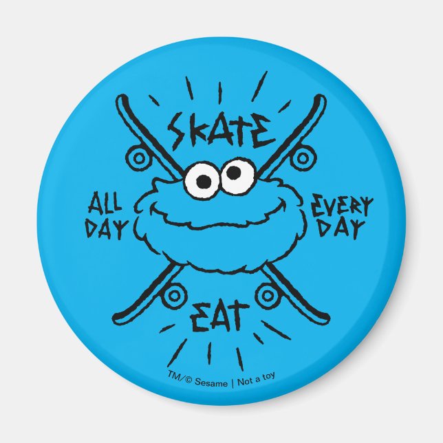 Imán Cookie Monster Skate Logo - Skate, Eat, 24/7 (Frente)