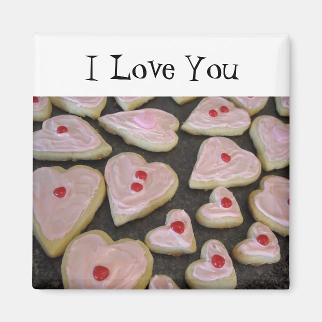 Imán Cookies con forma de corazón rosado (Frente)