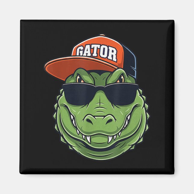Imán Cool Crocodile Animal Gator Graphic With Cap And S (Frente)