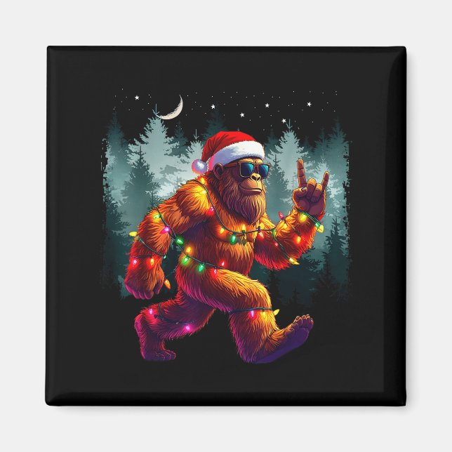 Imán Cool Devil Horns Sasquatch Holiday Lights Christma (Frente)
