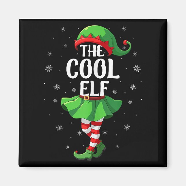 Imán Cool Elf Christmas Girls Women Elf Squad Xmas Fami (Frente)
