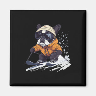 Imán Cool French Bulldog Esquí Invierno Divertido Perro