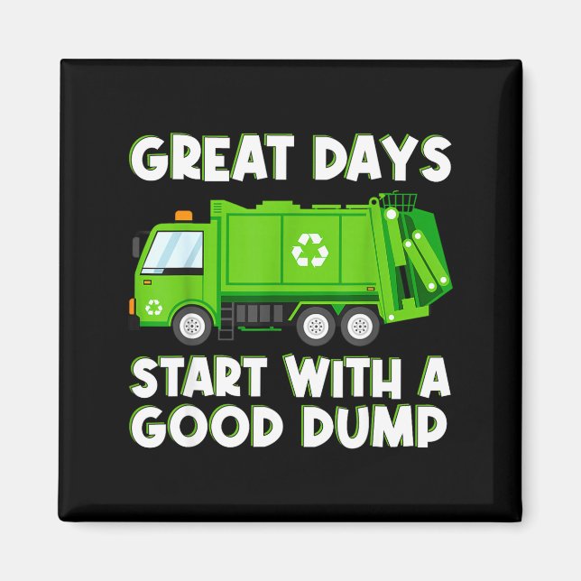 Imán Cool Garbage Truck Good Dump Truck Men Kids Boys T (Frente)