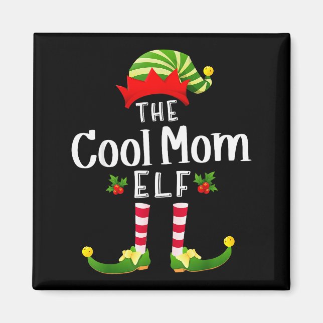 Imán Cool Mom Christmas Elf Matching Pajama X-mas Party (Frente)