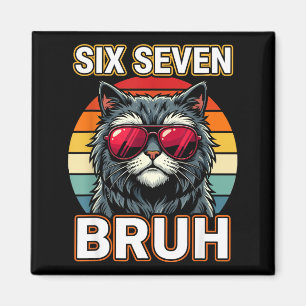 Imán Cool Retro Seis Siete Hermano Gato Gafas Meme 67