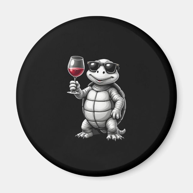 Imán cool turtle drinking red wine art print_1 (1) (Frente)