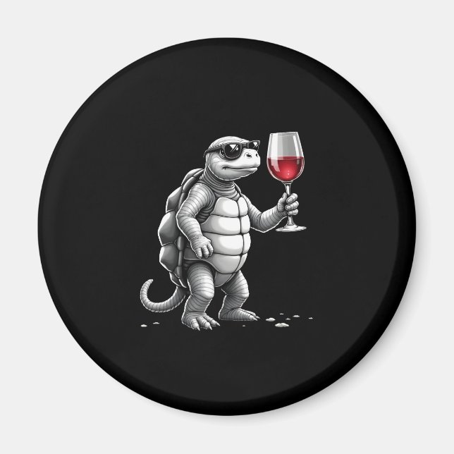Imán cool turtle drinking red wine art print_1 (2) (Frente)