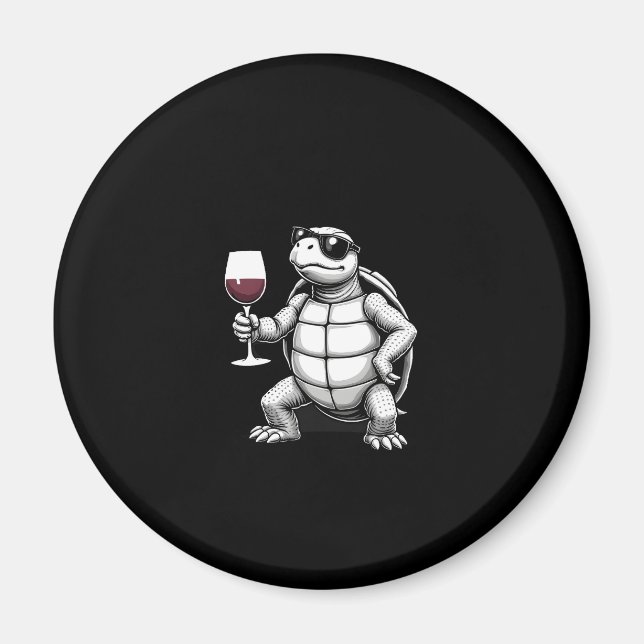 Imán cool turtle drinking red wine art print_1 (4) (Frente)