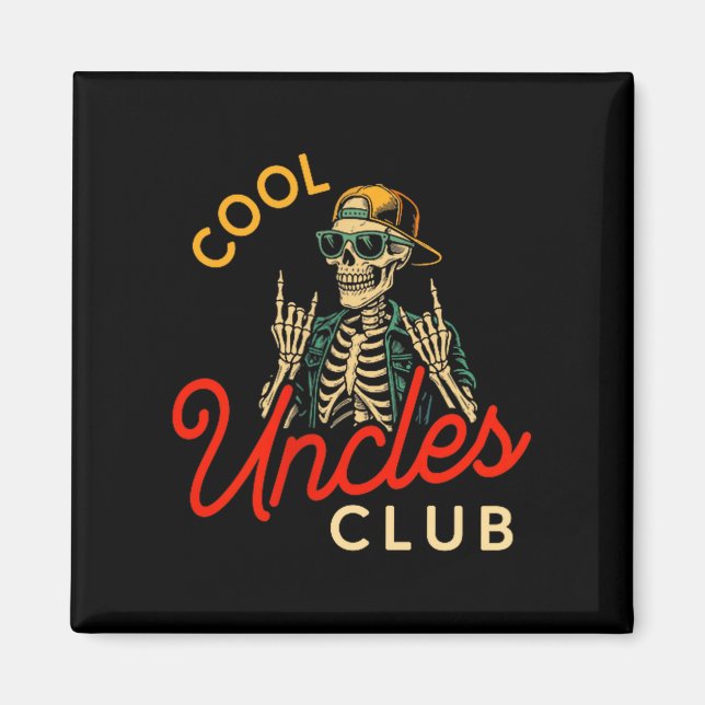 Imán Cool Uncles Club Shirt Funny Skeleton Retro Uncle  (Frente)