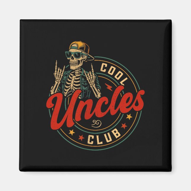 Imán Cool Uncles Club Shirt Funny Skeleton Uncle Men Fa (Frente)