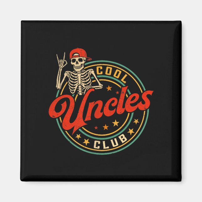 Imán Cool Uncles Club Shirt Retro Funny Skeleton New Un (Frente)