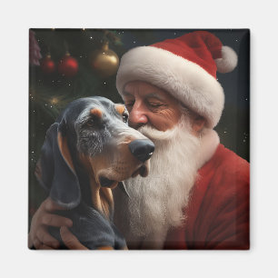 Imán Coonhound Bluetick Con Navidades De Santa Claus
