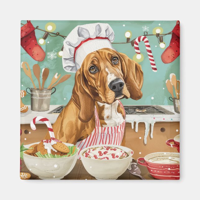 Imán Coonhound Holiday Baking: Festivo Navidad (Frente)